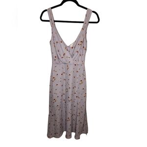 Nordstrom Row🖤A Women's Surplice Neck Bias Cut Floral Print Midi Dress Size XS